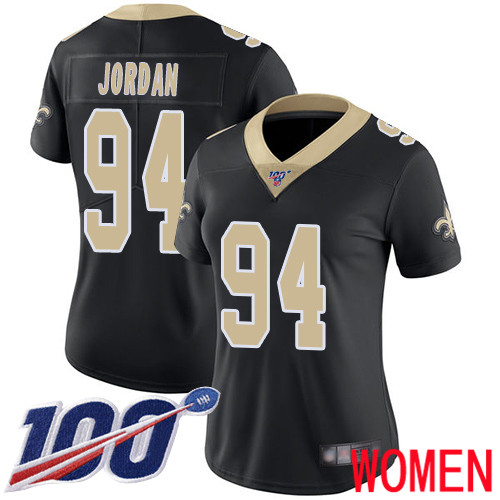 New Orleans Saints Limited Black Women Cameron Jordan Home Jersey NFL Football #94 100th Season Vapor Untouchable Jersey